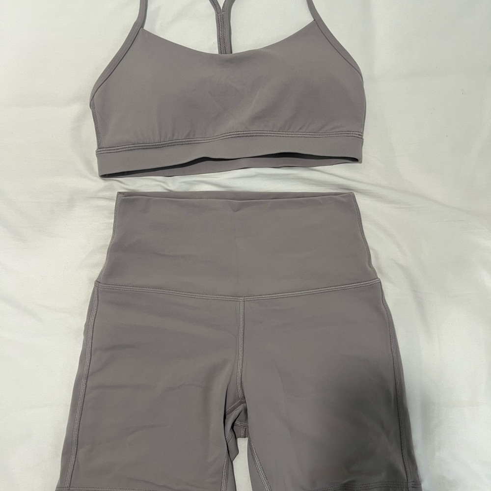 lululemon bra short set mauve grey